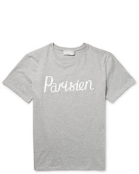 graues bedrucktes T-Shirt mit einem Rundhalsausschnitt von MAISON KITSUNÉ