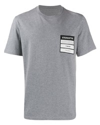 graues bedrucktes T-Shirt mit einem Rundhalsausschnitt von Maison Margiela