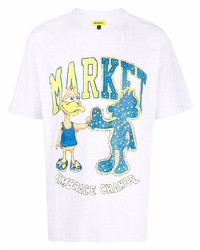 graues bedrucktes T-Shirt mit einem Rundhalsausschnitt von MARKET