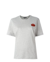 graues bedrucktes T-Shirt mit einem Rundhalsausschnitt von Markus Lupfer