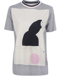 graues bedrucktes T-Shirt mit einem Rundhalsausschnitt von Marni