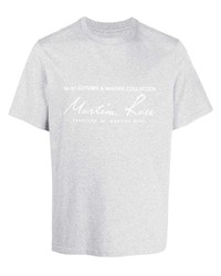 graues bedrucktes T-Shirt mit einem Rundhalsausschnitt von Martine Rose