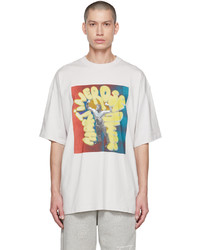 graues bedrucktes T-Shirt mit einem Rundhalsausschnitt von Martine Rose