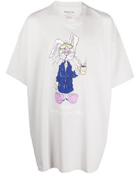 graues bedrucktes T-Shirt mit einem Rundhalsausschnitt von Martine Rose