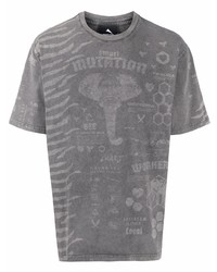 graues bedrucktes T-Shirt mit einem Rundhalsausschnitt von Mauna Kea
