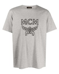 graues bedrucktes T-Shirt mit einem Rundhalsausschnitt von MCM
