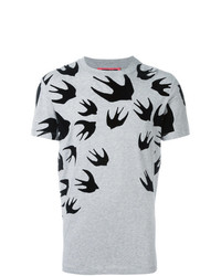graues bedrucktes T-Shirt mit einem Rundhalsausschnitt von McQ Alexander McQueen