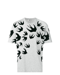 graues bedrucktes T-Shirt mit einem Rundhalsausschnitt von McQ Alexander McQueen