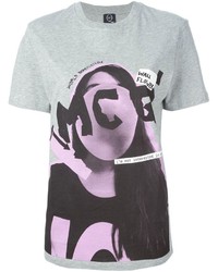graues bedrucktes T-Shirt mit einem Rundhalsausschnitt von McQ by Alexander McQueen