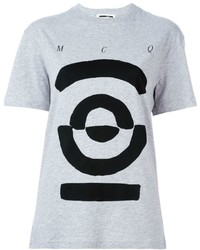 graues bedrucktes T-Shirt mit einem Rundhalsausschnitt von McQ by Alexander McQueen