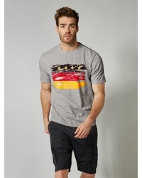 graues bedrucktes T-Shirt mit einem Rundhalsausschnitt von MEN PLUS BY HAPPY SIZE