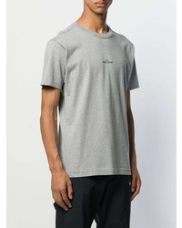 graues bedrucktes T-Shirt mit einem Rundhalsausschnitt von Stone Island