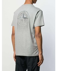 graues bedrucktes T-Shirt mit einem Rundhalsausschnitt von Stone Island