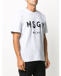 graues bedrucktes T-Shirt mit einem Rundhalsausschnitt von MSGM