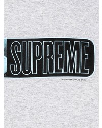 graues bedrucktes T-Shirt mit einem Rundhalsausschnitt von Supreme