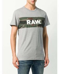 graues bedrucktes T-Shirt mit einem Rundhalsausschnitt von G-Star Raw Research