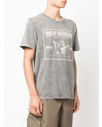 graues bedrucktes T-Shirt mit einem Rundhalsausschnitt von True Religion