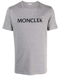 graues bedrucktes T-Shirt mit einem Rundhalsausschnitt von Moncler