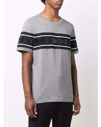 graues bedrucktes T-Shirt mit einem Rundhalsausschnitt von Balmain