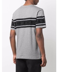 graues bedrucktes T-Shirt mit einem Rundhalsausschnitt von Balmain