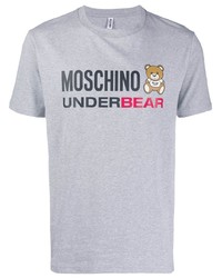 graues bedrucktes T-Shirt mit einem Rundhalsausschnitt von Moschino