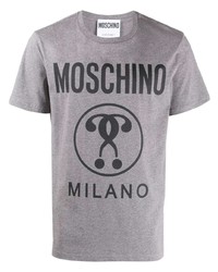 graues bedrucktes T-Shirt mit einem Rundhalsausschnitt von Moschino