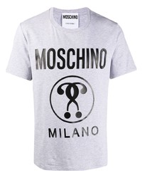 graues bedrucktes T-Shirt mit einem Rundhalsausschnitt von Moschino