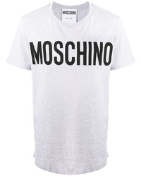 graues bedrucktes T-Shirt mit einem Rundhalsausschnitt von Moschino