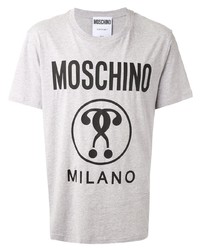 graues bedrucktes T-Shirt mit einem Rundhalsausschnitt von Moschino