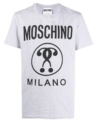 graues bedrucktes T-Shirt mit einem Rundhalsausschnitt von Moschino