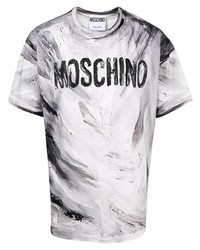 graues bedrucktes T-Shirt mit einem Rundhalsausschnitt von Moschino