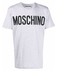 graues bedrucktes T-Shirt mit einem Rundhalsausschnitt von Moschino