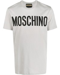 graues bedrucktes T-Shirt mit einem Rundhalsausschnitt von Moschino