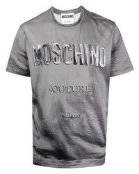 graues bedrucktes T-Shirt mit einem Rundhalsausschnitt von Moschino