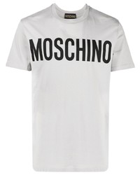 graues bedrucktes T-Shirt mit einem Rundhalsausschnitt von Moschino