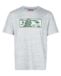 graues bedrucktes T-Shirt mit einem Rundhalsausschnitt von Mostly Heard Rarely Seen 8-Bit