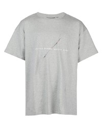 graues bedrucktes T-Shirt mit einem Rundhalsausschnitt von Mostly Heard Rarely Seen