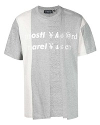 graues bedrucktes T-Shirt mit einem Rundhalsausschnitt von Mostly Heard Rarely Seen