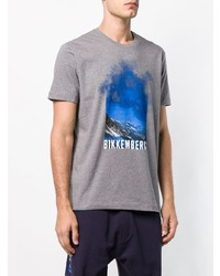 graues bedrucktes T-Shirt mit einem Rundhalsausschnitt von Dirk Bikkembergs