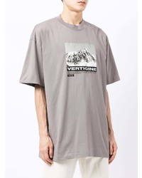 graues bedrucktes T-Shirt mit einem Rundhalsausschnitt von MSGM