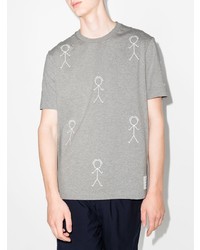 graues bedrucktes T-Shirt mit einem Rundhalsausschnitt von Thom Browne