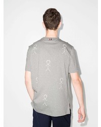 graues bedrucktes T-Shirt mit einem Rundhalsausschnitt von Thom Browne