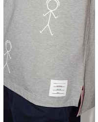 graues bedrucktes T-Shirt mit einem Rundhalsausschnitt von Thom Browne