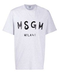 graues bedrucktes T-Shirt mit einem Rundhalsausschnitt von MSGM