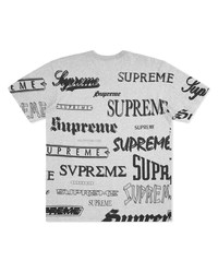 graues bedrucktes T-Shirt mit einem Rundhalsausschnitt von Supreme