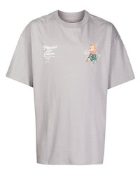 graues bedrucktes T-Shirt mit einem Rundhalsausschnitt von Musium Div.
