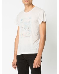 graues bedrucktes T-Shirt mit einem Rundhalsausschnitt von Ann Demeulemeester