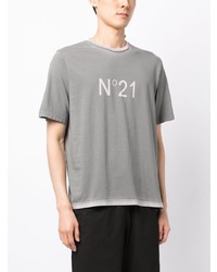 graues bedrucktes T-Shirt mit einem Rundhalsausschnitt von N°21