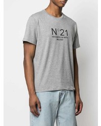 graues bedrucktes T-Shirt mit einem Rundhalsausschnitt von N°21