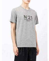 graues bedrucktes T-Shirt mit einem Rundhalsausschnitt von N°21